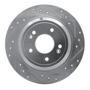 Genesis G80 Brake Rotor (1) - Rear Right - R1 Concepts - Drilled & Slotted - Silver - `09-`20